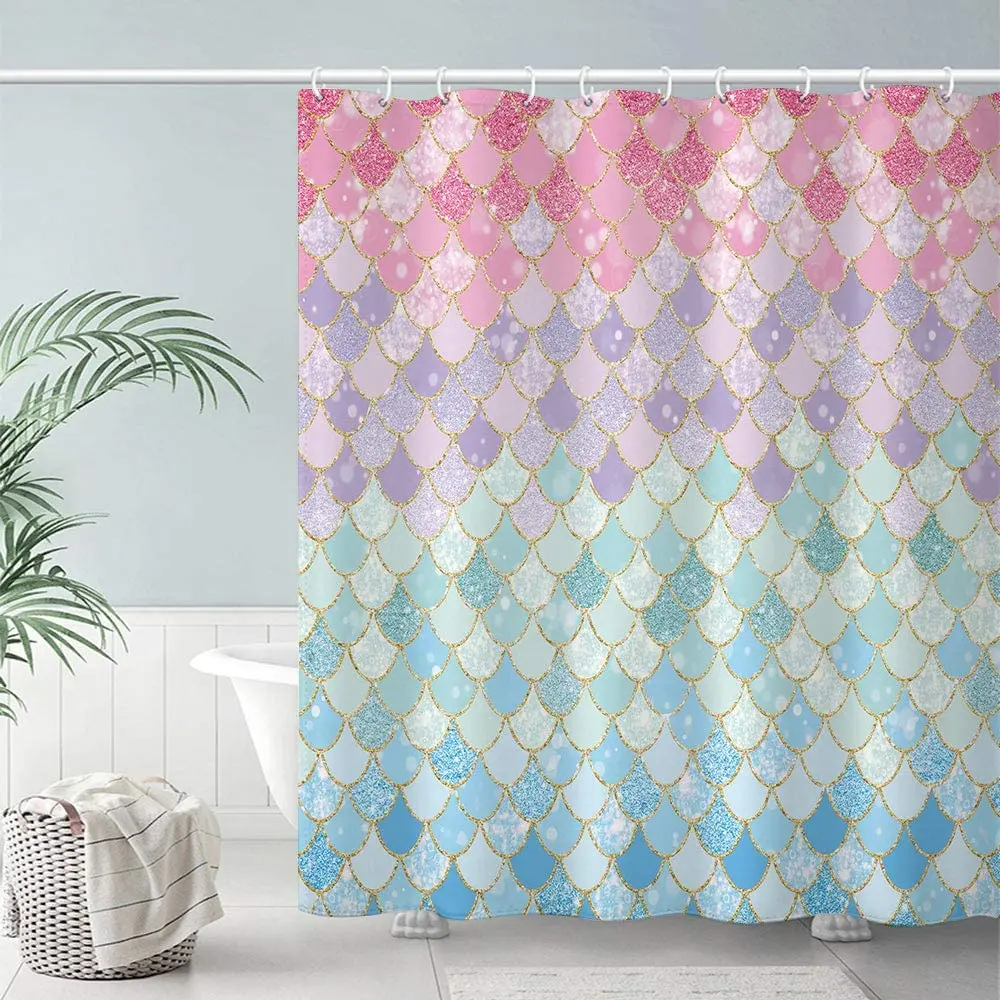 

Popular mermaid scales stitch a shower curtain woman for bathroom sets, Printed