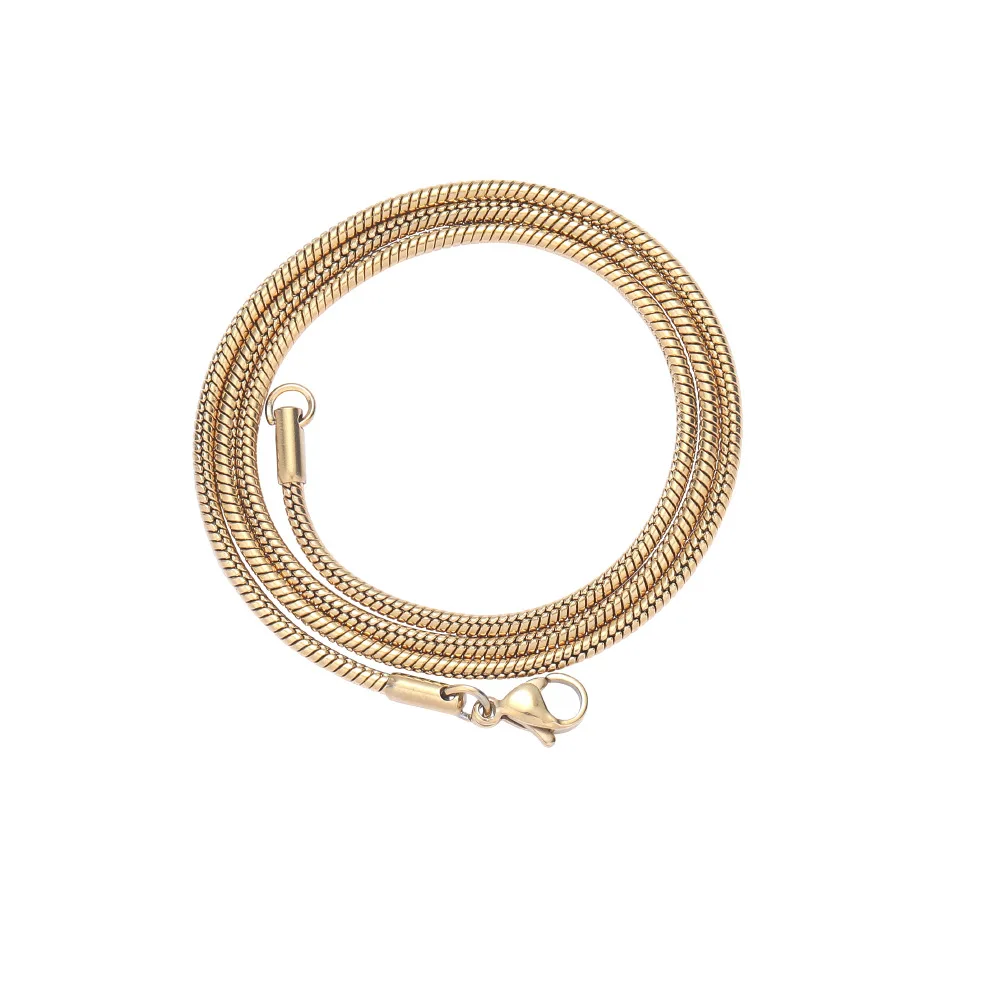 

Waterproof 316L Stainless Steel Round Snake Chain Necklaces 2MM Gold 18 Plated Snake Chain Necklaces For Hip Hops Jewelry