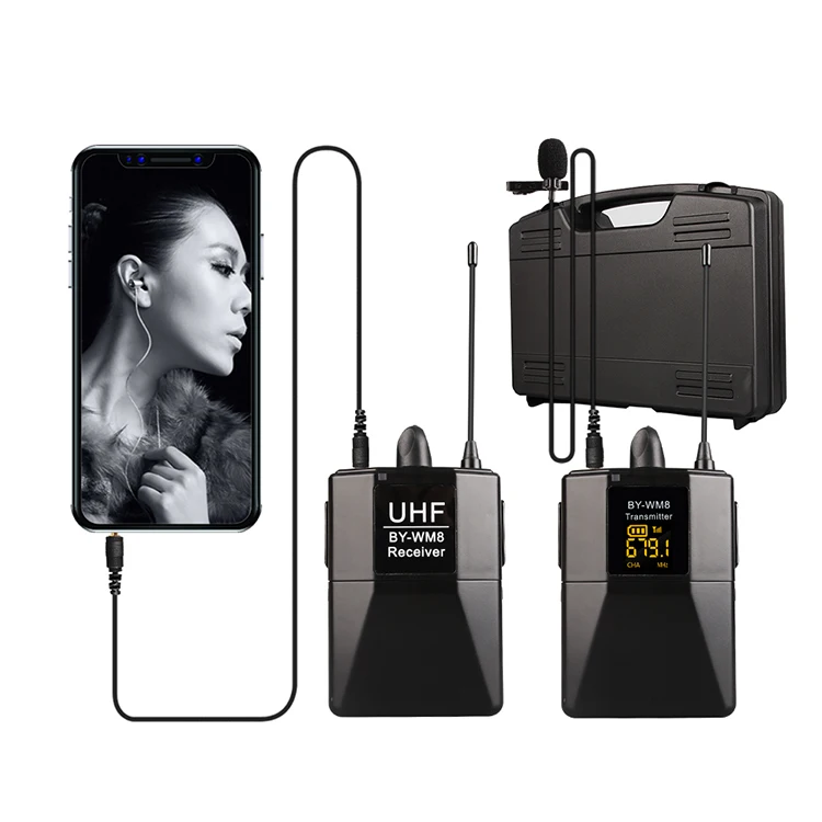 

TKL WM8 Professional Wireless Microphone UHF Super HD 519-550MHz Recording Microphone 80m Reception distance, Black