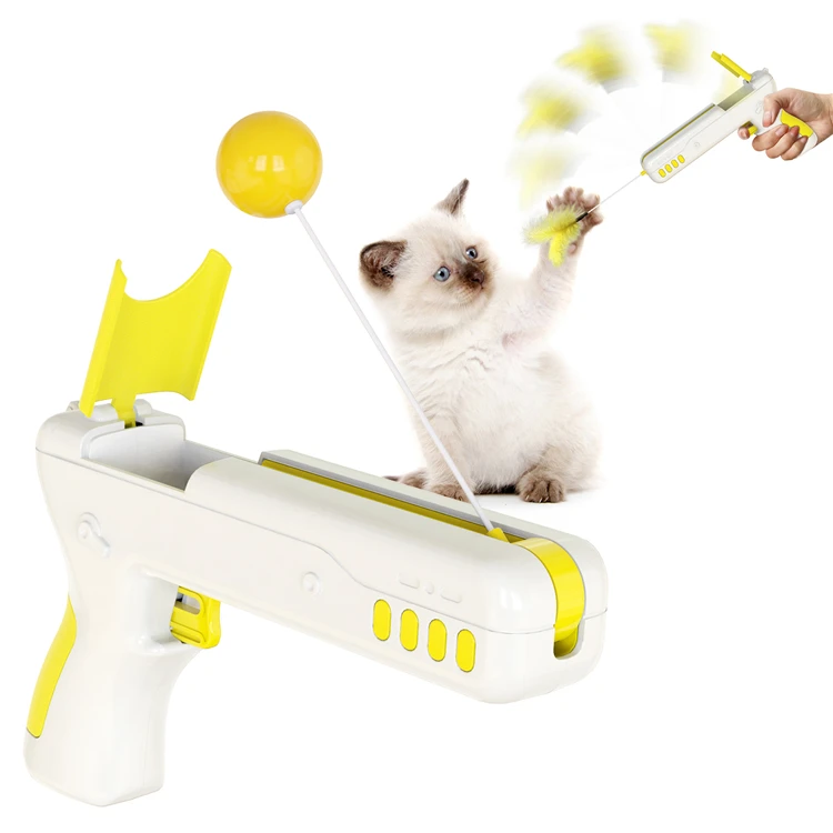 

Funny Cat Toy Interactive Pet Gun Toys Cats Sticks Dog Spring Firing Guns Kitten Training Small Dog Stuff Playing