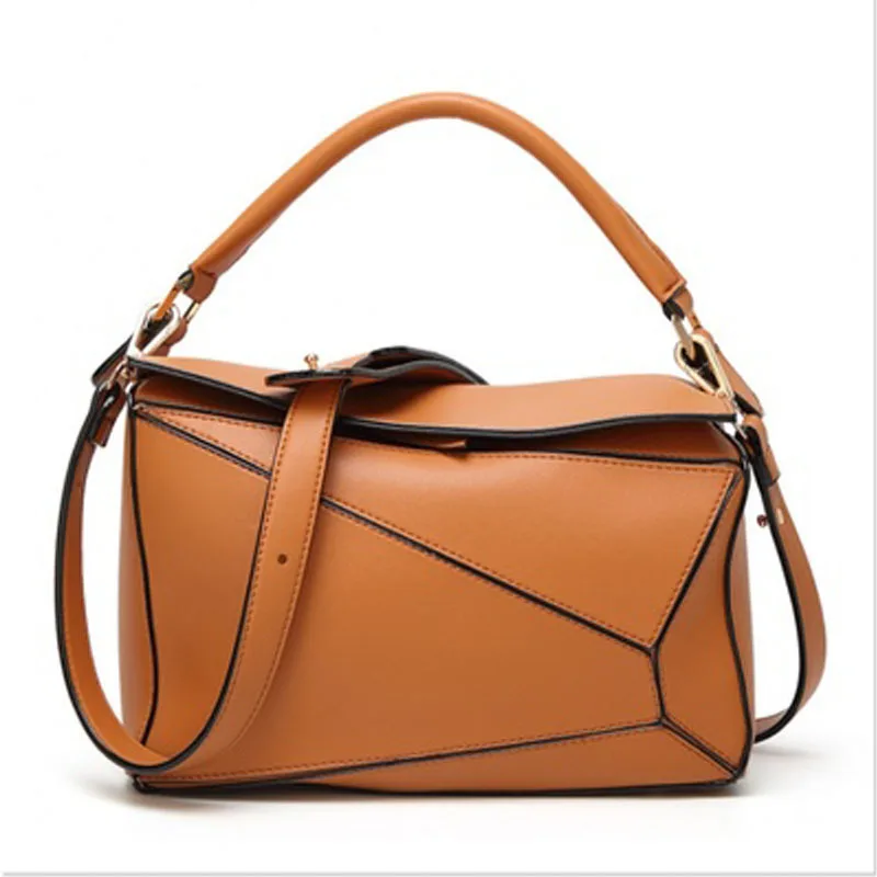 

TS9541PU leather Clashing pillow bag for women geometric pattern stitching luxury designer brand women's handbag