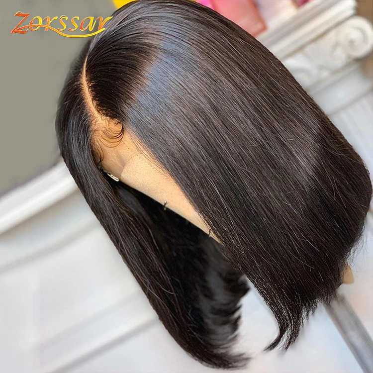 

Brazilian Virgin human Hair Lace Front Cuticle Aligned Wig Factory Short Bob Wig With Transparent Lace,Natural Hair Line Wig