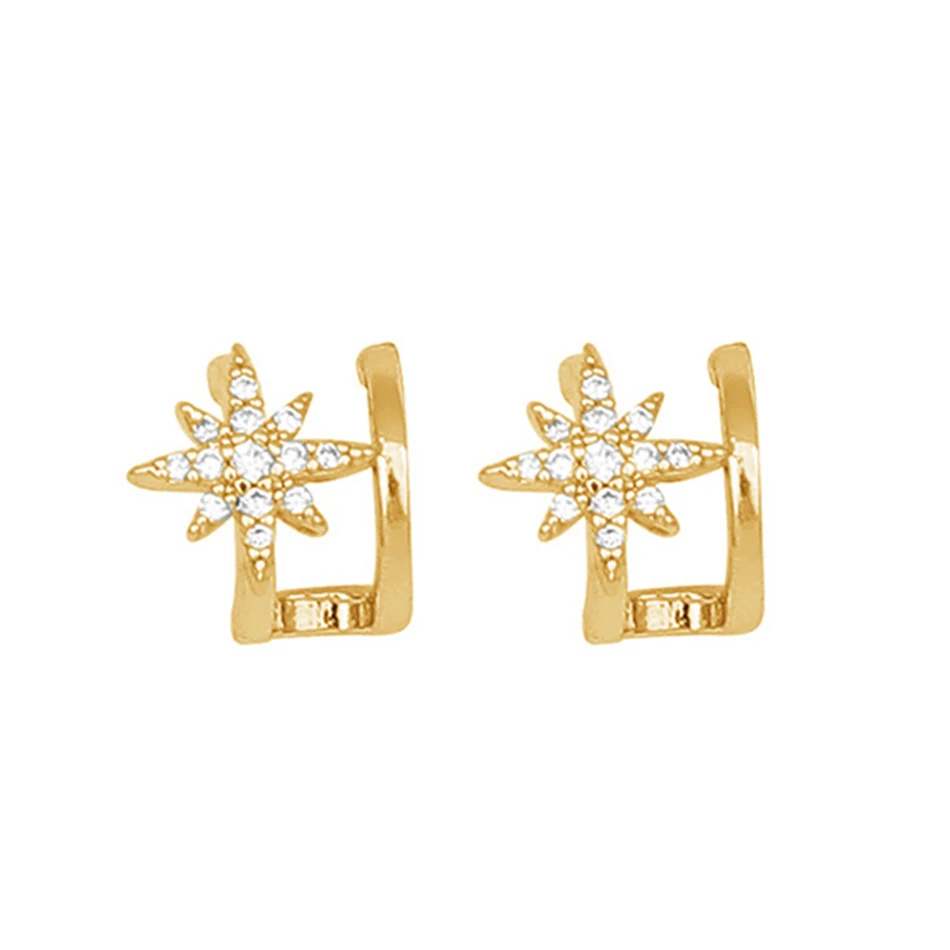 

18k gold plated shining snow flower stud earrings 925 sterling silver luxury women earrings