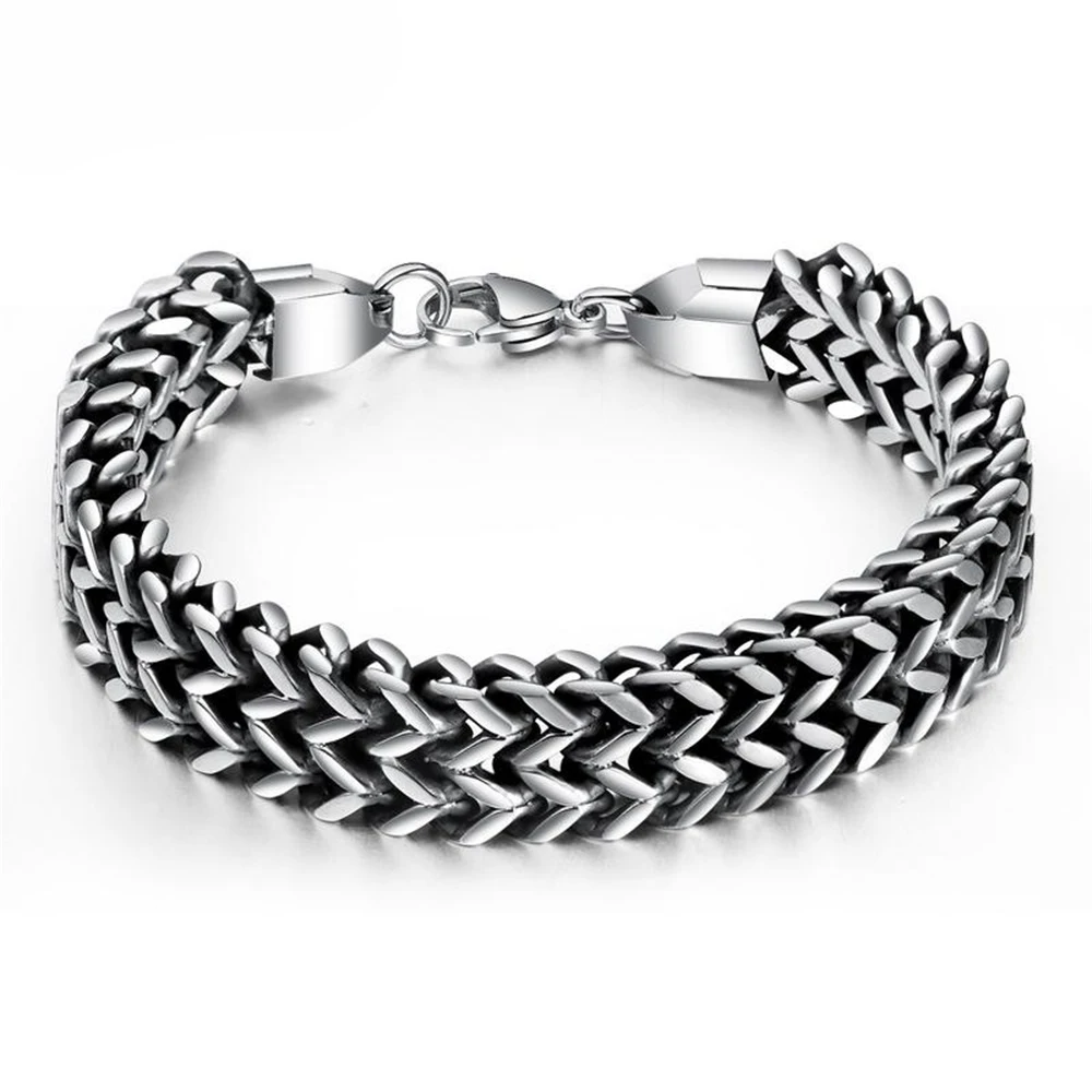 

HPXmas Fashion Men Chains Bracelet Silver Color Stainless Steel Bracelet Chain Bracelet Jewelry Wholesale