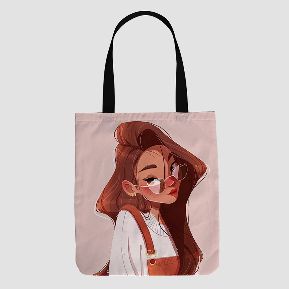 

New Arrivals fashion custom DIY print on demand Disne Cartoon girl promotional eco friendly foldable reusable shopping tote bag
