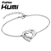 Interlocking Hearts Adjustable Bracelet in Sterling Silver 925 Personalized Name Date