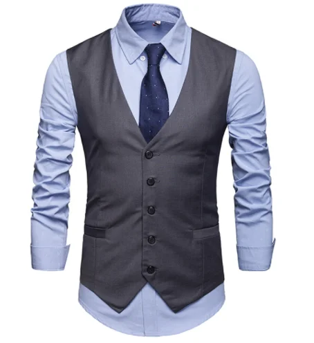 

Single Breasted Suit Vest Men Formal Solid Chalecos Hombre Casual Flax Men Vest Waistcoat