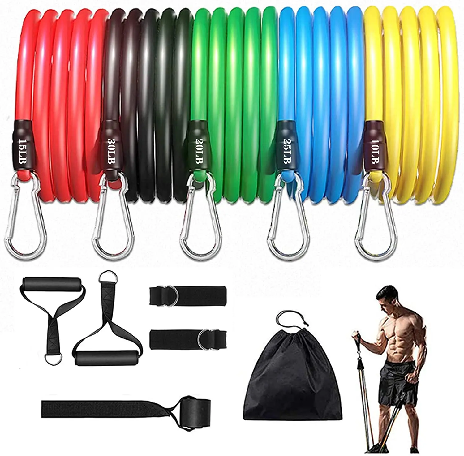 

Workout Training Tubes Exercise 11Pcs Resistance Bands, Body Building Accessories Heavy Duty Resistance Band Set, Can be customized