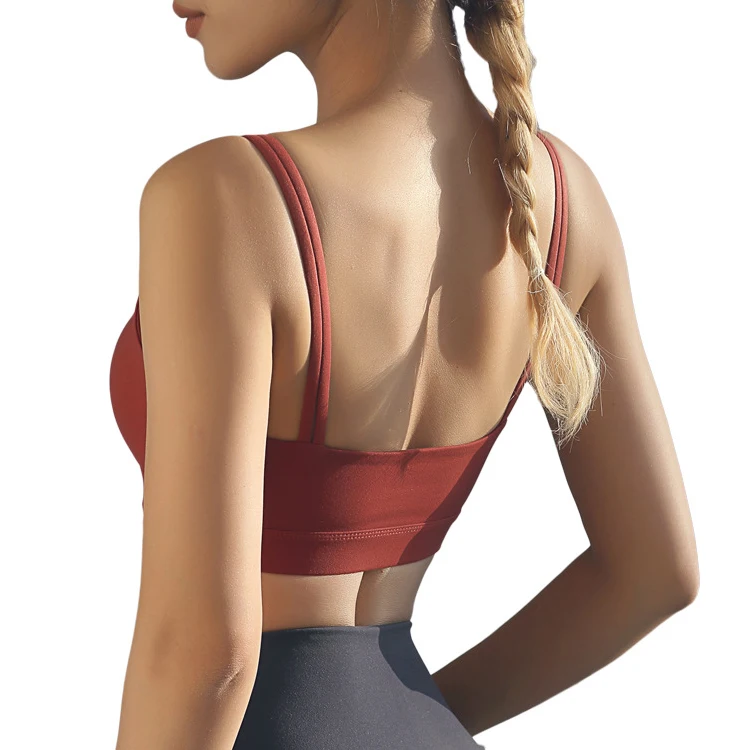 

New European American Style Thin Shoulder Strap Fitness Vest Beautiful Back Ladies Custom Logo Women Gym Sports Bra, 5 colors