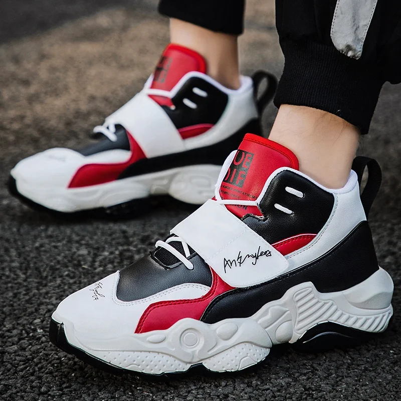 
Custom Brand 2019 New Design High Top Fashion Sneaker For Men Genuine Leather Upper Walking Shoes Thick Bottom JD-Y611 