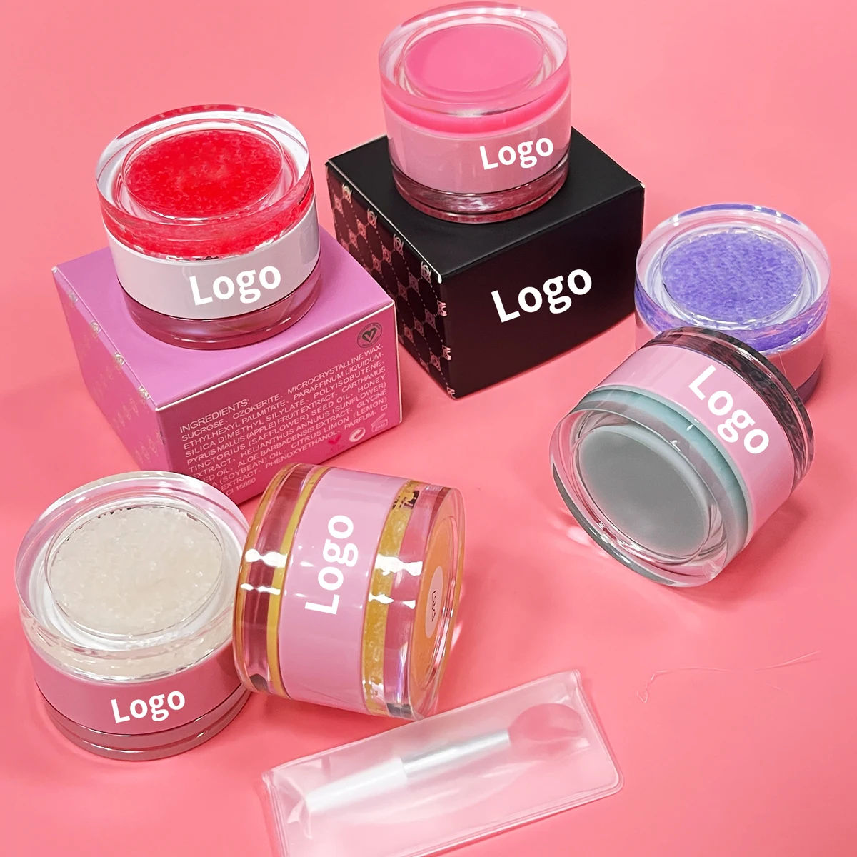 Wholesale Custom logo Long Lasting Moisturizer Cruelty Free Vegan 2 in 1 Fruit Lip Balm Lip Scrub
