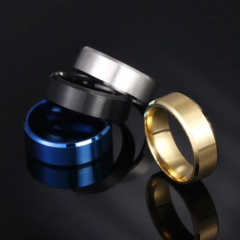 

8MM Men Wedding Rings Luxury Personalized Jewelry Women Stainless Steel Ring