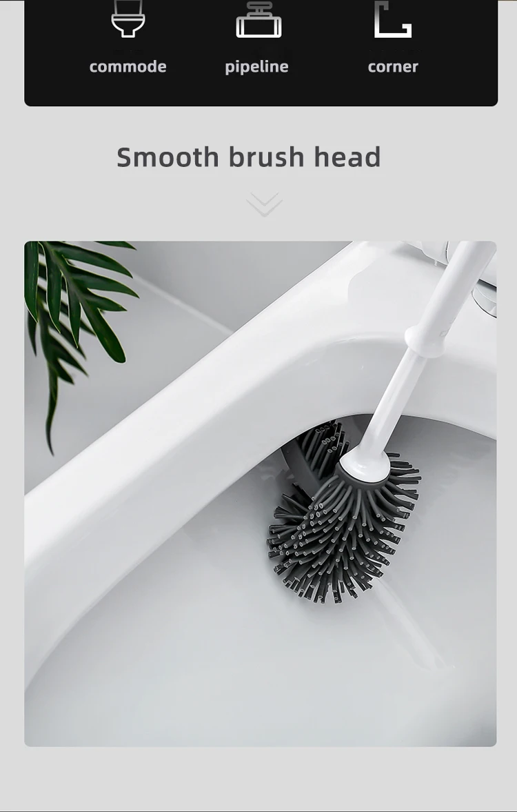 Non-perforated detachable wall toilet brush holder household cleaning set Storage Rack Shelf Holder Wall Mount