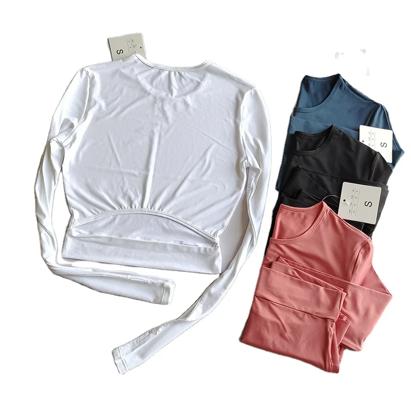 

Yoga Top Female Back Hollow Out Thin Tight Long Sleeve Undershirt Running Workout Fitness T-shirt GYM Wear Seamless Slimming Top