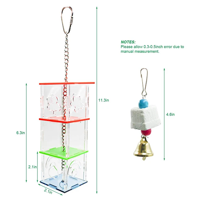 

Best Price Large Parrot Kaytee Food Foraging Rats Parrots Conure Treats Bird Toys Parakeet, Black, gray, blue, pink