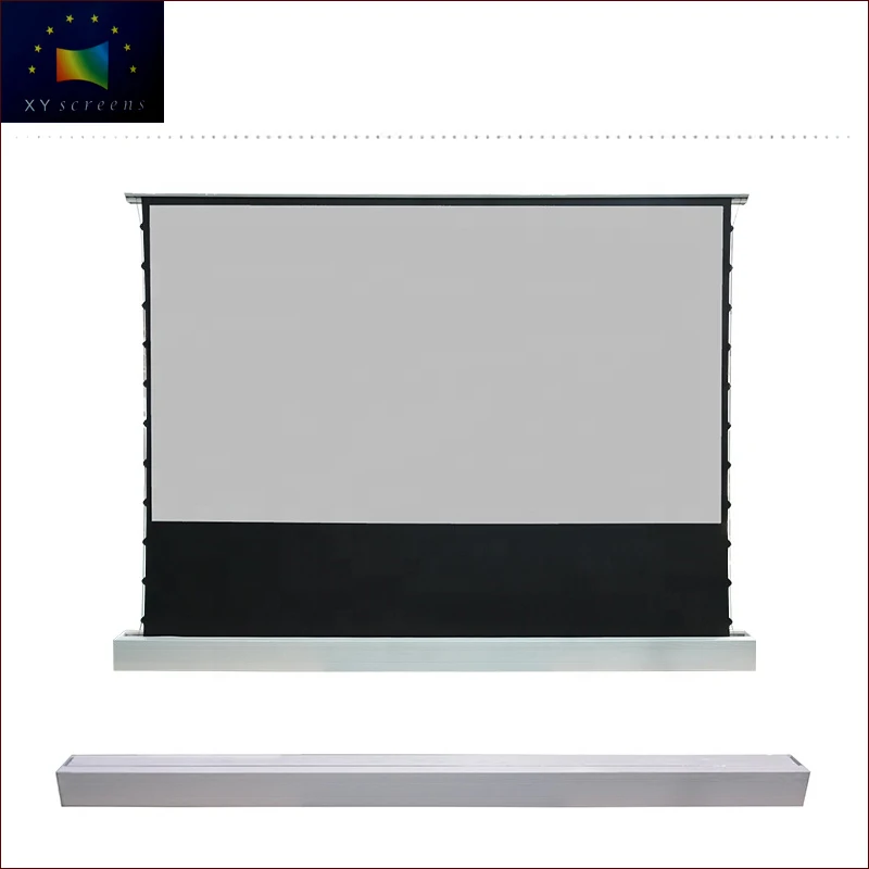 

16:9 high end hot sale flexible grey UST long throw floor rising projector screen with piano paint housing EDL-GF1