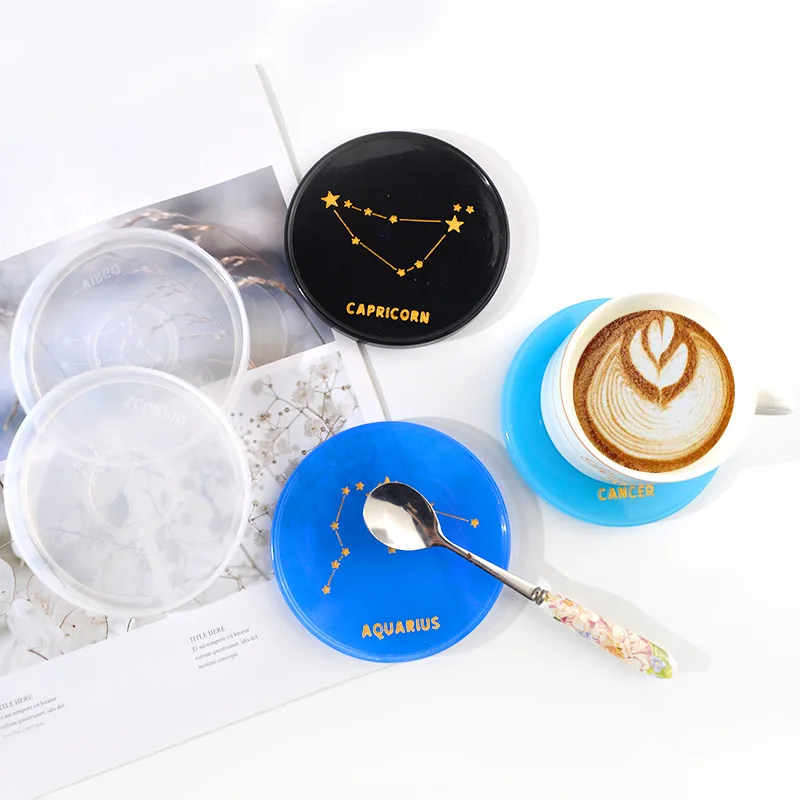 

W118 Handmade round coaster set star mat constellation coaster silicone mold, Withe