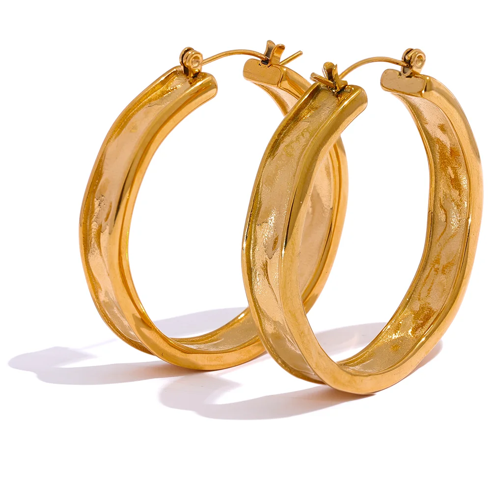 

JINYOU 940 High Quality Cast 316l Stainless Steel 42mm Round Big Hoop Earrings Minimalist Metal Fashion PVD Gold Color Jewelry