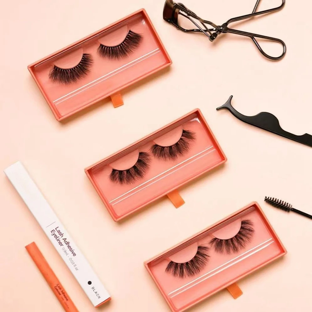 

Most popular private label natural handmade strip faux mink eyelashes vendor, Black color