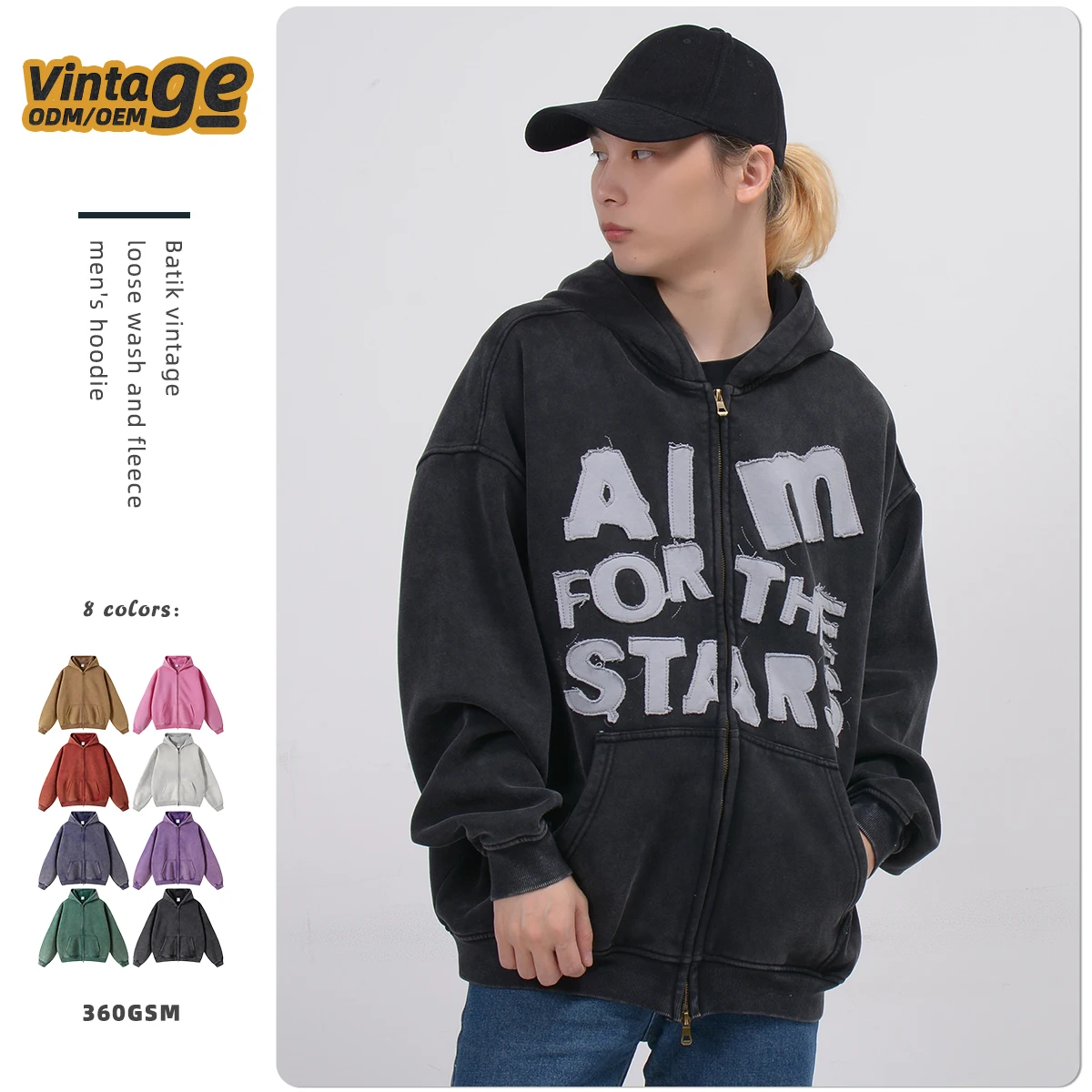 Oversized Zip Up Hoodie Double Zipper