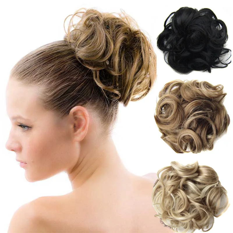 

Private Label Synthetic Hair Bun Chignon Ladies Cheap Ponytail Hair Extension Elastic Wave Curly Hairpieces Wrap For Beauty