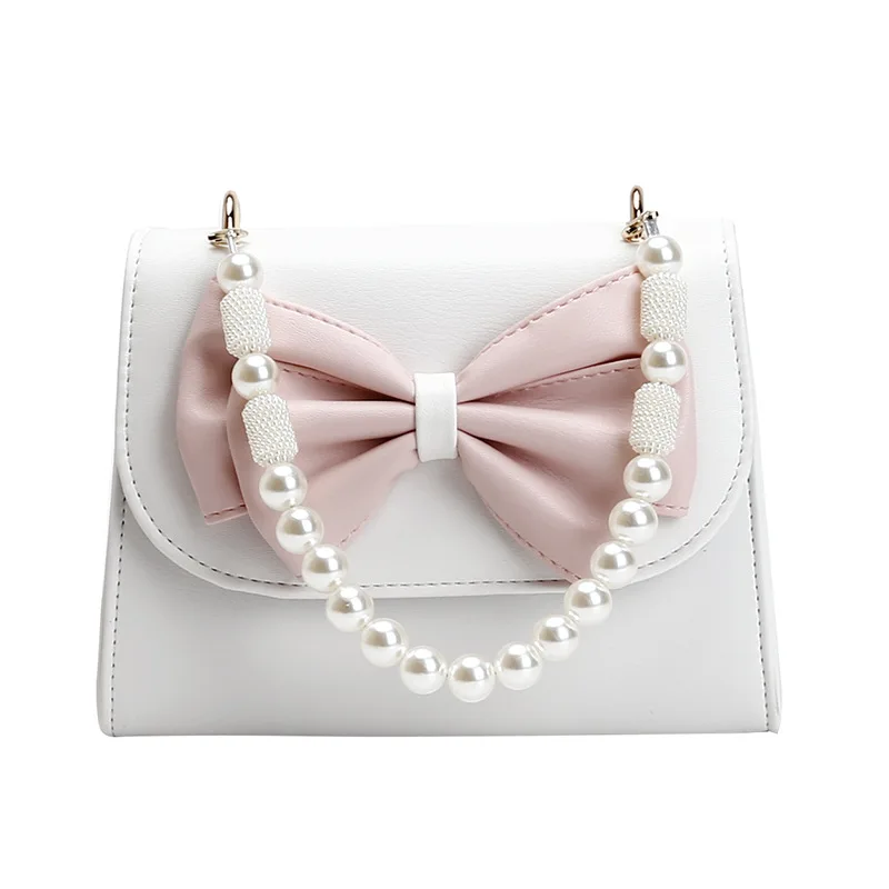 

New design cute bow pearl chain small bag niche high grade sweet crossbody mini bag for girl