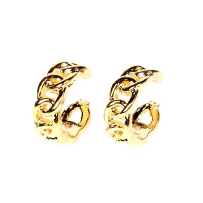 

Simple Gold Plated 8 Number Buckle Chain Circle Clip on Earcuff Earrings Big Buckle C Shaped Ear Clip Earrings For Women