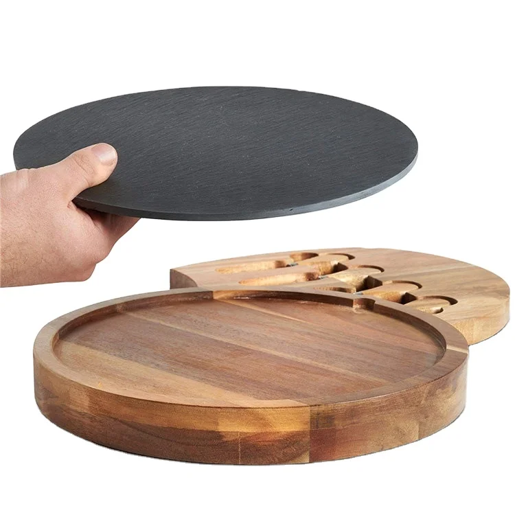 

Customized cheese cutting board set, bamboo cutting board, cheese board knife box tool, Wood color