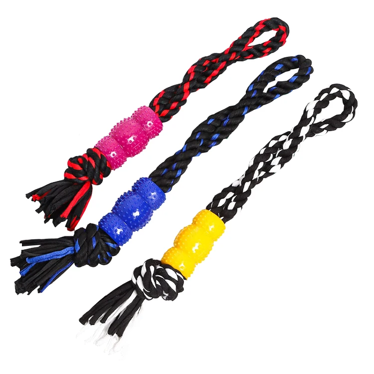 

Amazon Best Seller Bite Resistant Soft Washable Dog Toy Teeth Cleaning Durable Cotton Rope Chew Pet Toy, Blue, red, yellow
