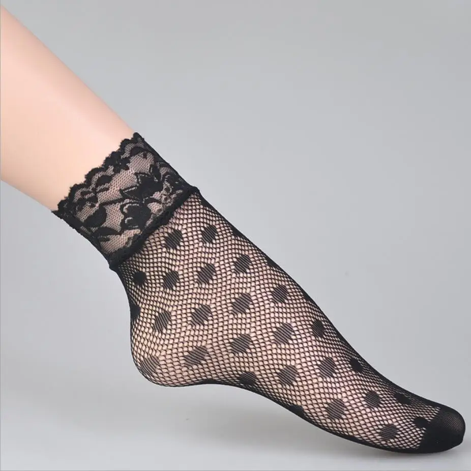 
SW402 Sexy Black Ladies Convenient Lace Sock Women Girls Ladies Soft Lace Short Ankle Socks Fishnet Socks 