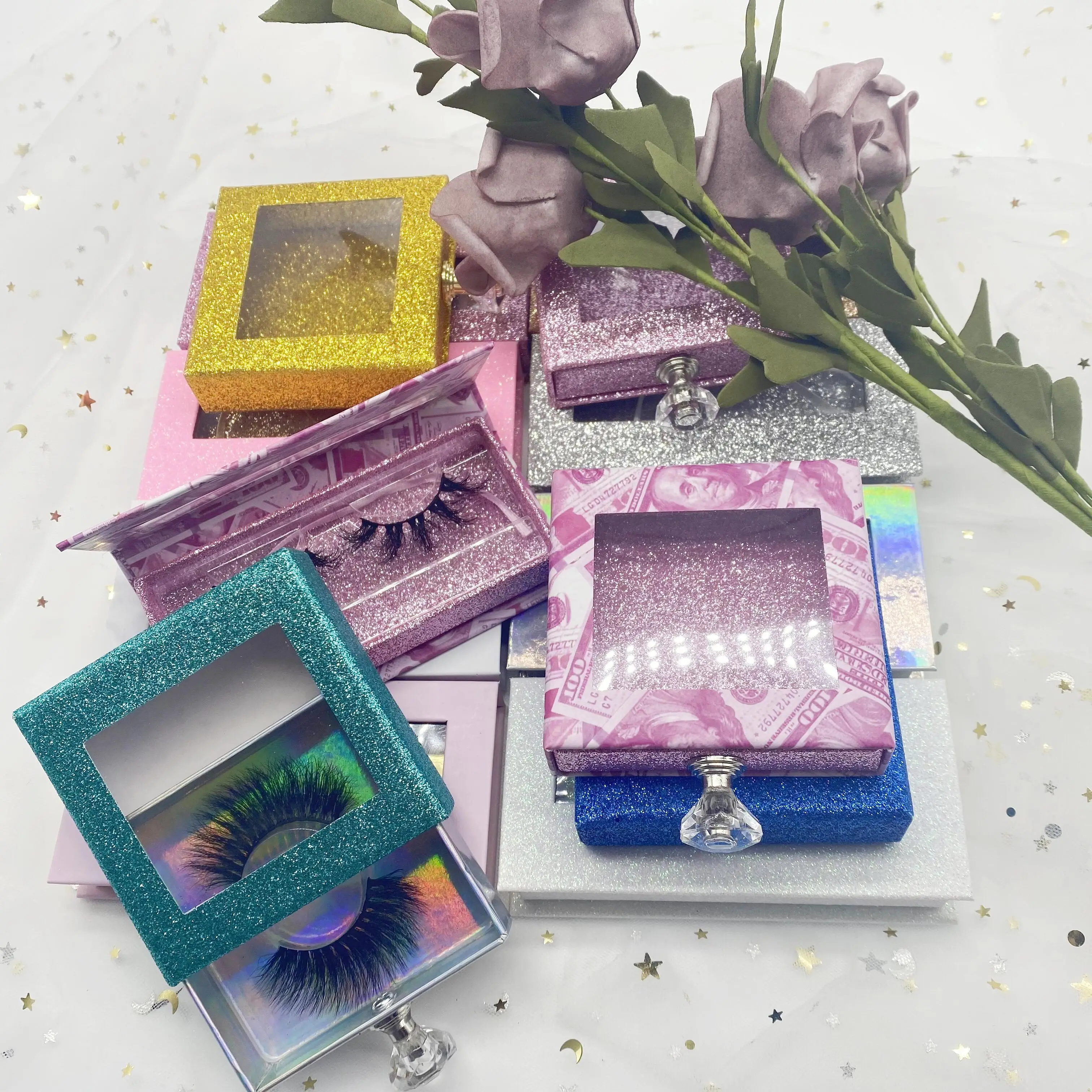 

25mm 5D Faux Mink Silk False Eyelashes Lashes 5D Wholesale Vendor Bulk Mink Eyelashes With Custom Eyelash Box