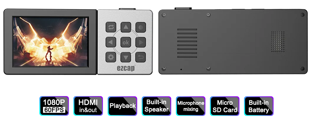 ezcap273 Portable HDMI 1080P 60fps Video Recorders Game Capture