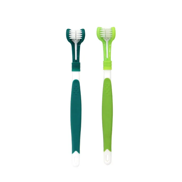 

New design Bad Breath Tartar Teeth Care Dog Cat Cleaning SuppliesTeddy Dog Brush Pet Toothbrush, Green