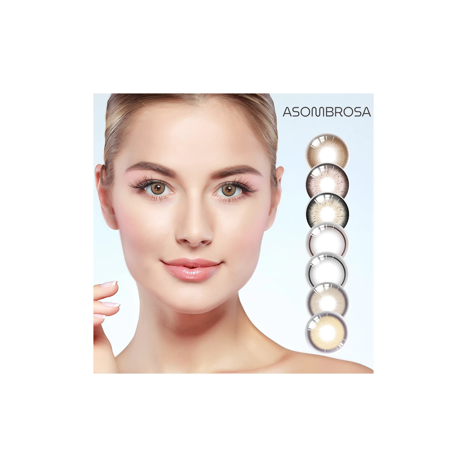 

ASOMBROSA B01-B03 Premium Cheap Natural Black Brown Chocolate Hazel Pink 3 Tone Yearly Colored Cosmetic Power Contact Lenses, 7 colors