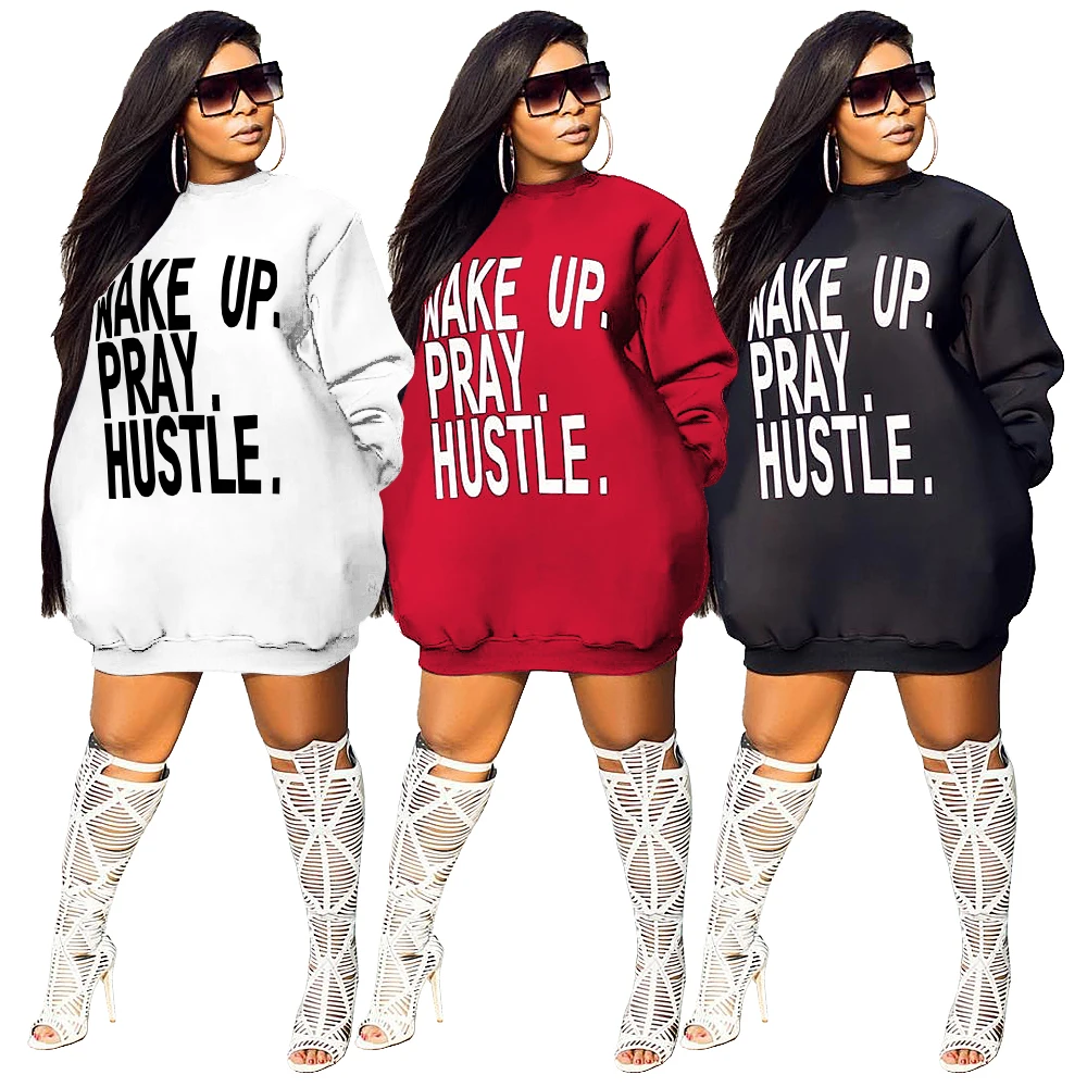 

Wholesale Plus Size Oversize Women Sweatshirt Letter Print Cool Pullover Hoodie With Pocket