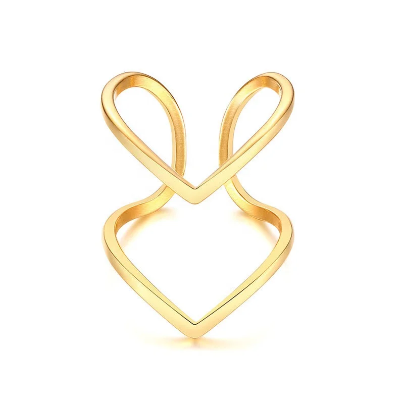 

Irregular Shape 316L Stainless Steel Jewelry Women Plated 18K Gold Women Ring