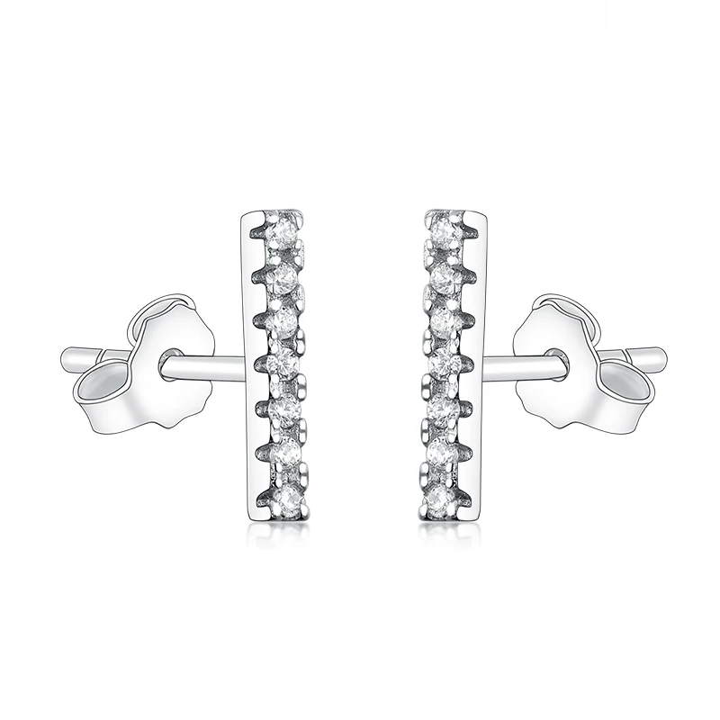 

925 Sterling Silver Meteor Tail Exquisite Line Luminous Clear CZ Stud Earrings for Women Authentic Silver Jewelry