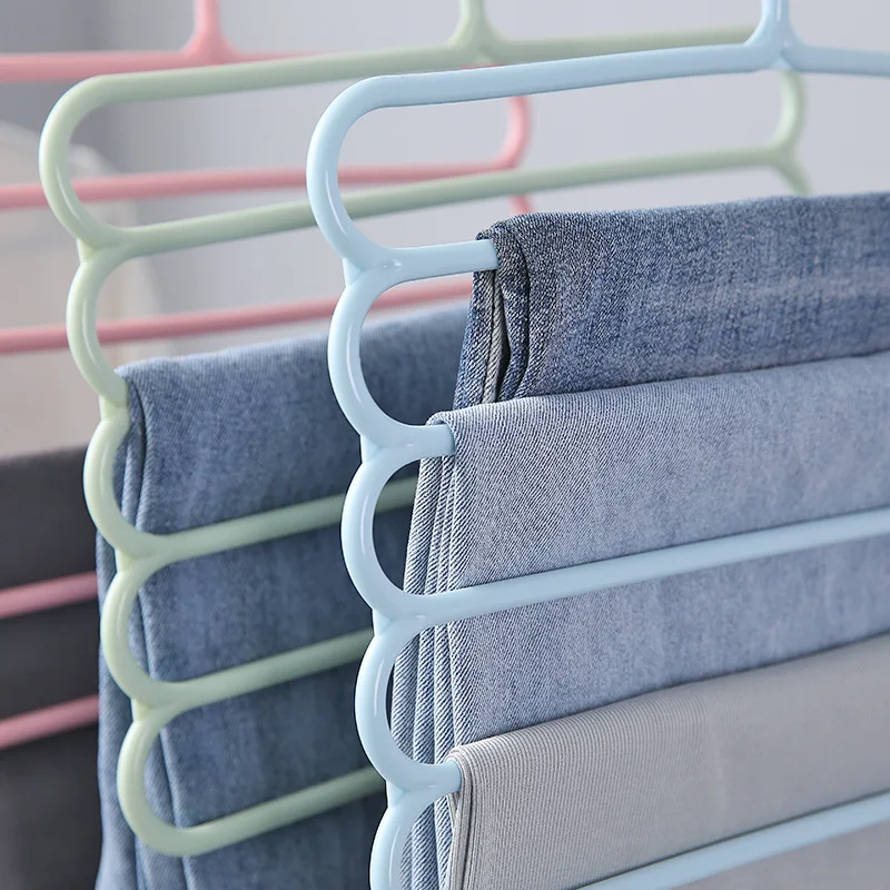 

5-layer hanging pants shelf Color antiskid multi-layer pants rack multifunctional wardrobe