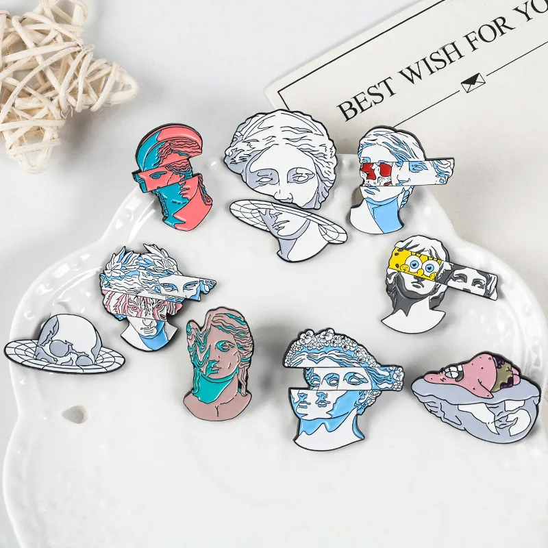 

high end cheap sculpture brooch pin women girl unisex custom cartoon unique cute pins and brooch gift, Picture shows