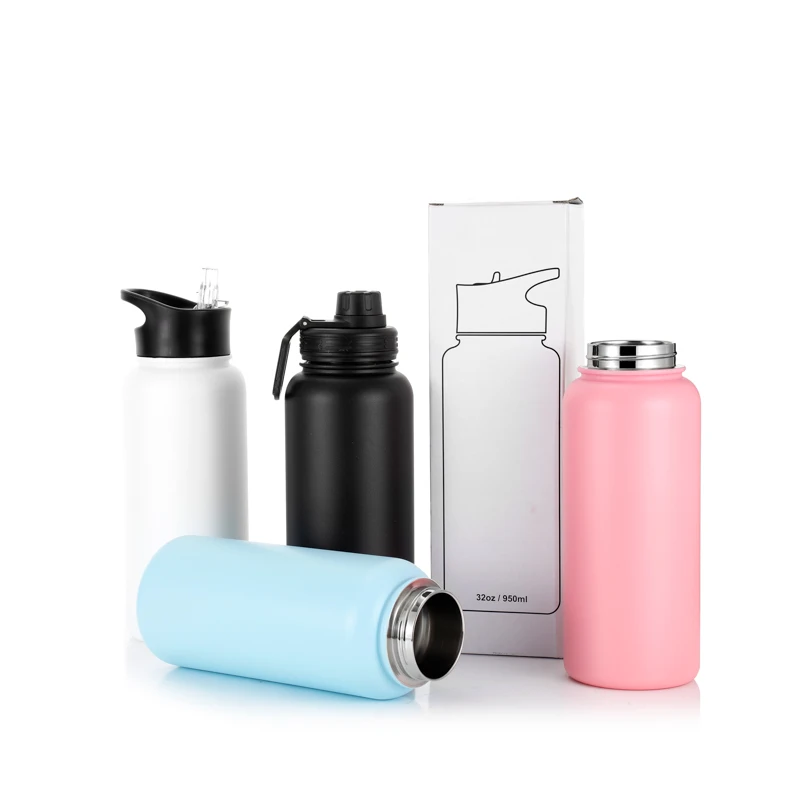 

Stock fast shipping 32oz double wall 18/8 stainless steel Eco Friendly water bottle with leakproof lid