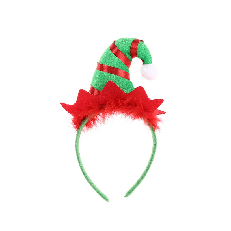 Christmas Hat Hair Band Holiday Headband Bell Feather Funny Hair Accessories Kids Adult Party Christmas Elf Hat Headband