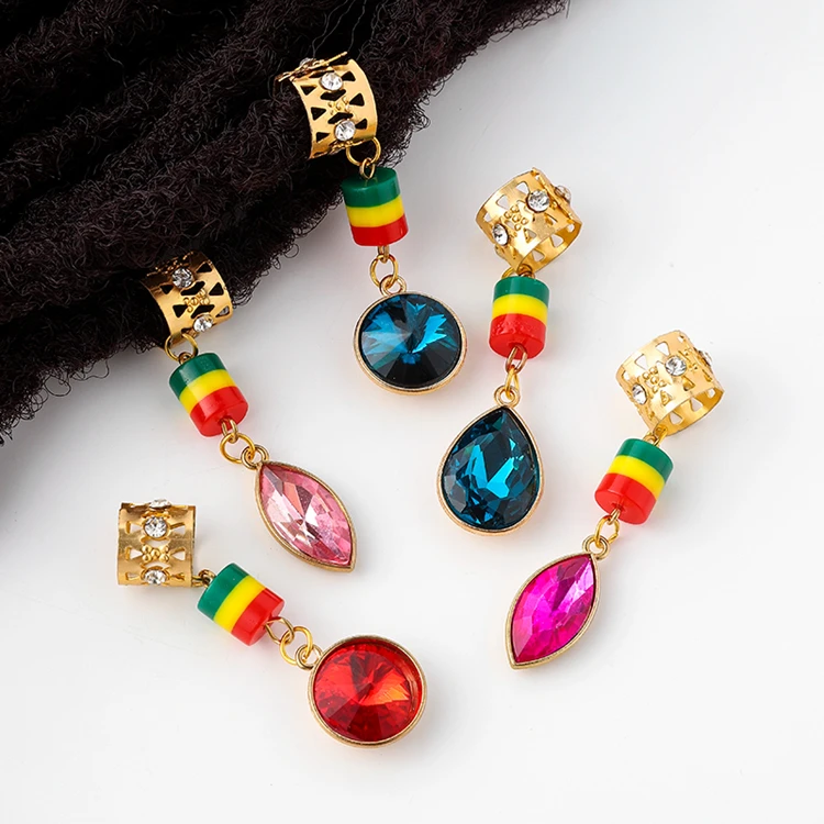 

1piece Afro Loc Jewelry Crystal Charm Pendant Cuff For Dreadlock Hair