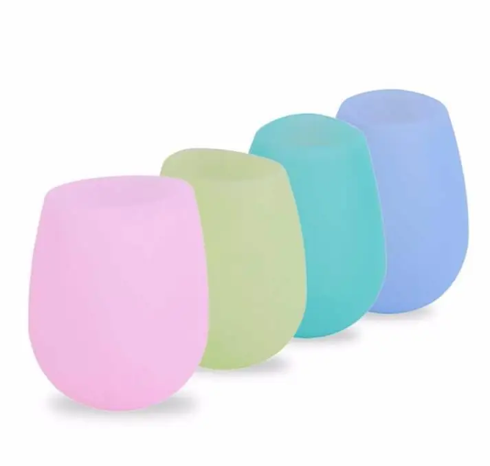 
Amazon Hot Sell Reusable BPA-free Rubber Cups Unbreakable Silicone Wine glasses for Outdoor 