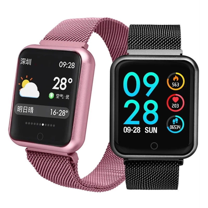 

2021 wholesale New Blood Pressure P68 Smart Watch IP68 Waterproof Fitness Bracelet Band P70 Smartwatch