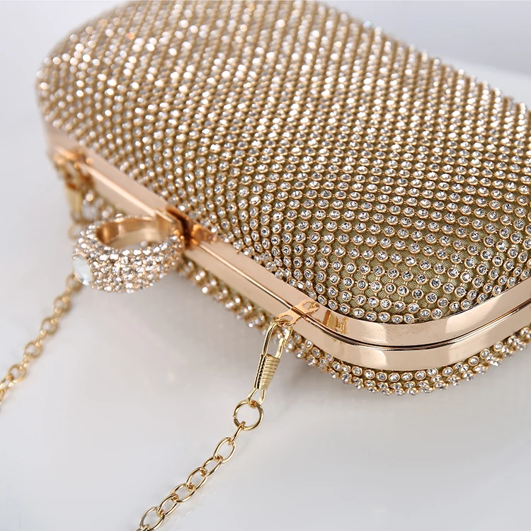 Gold Glitter Ring Clutch Bag