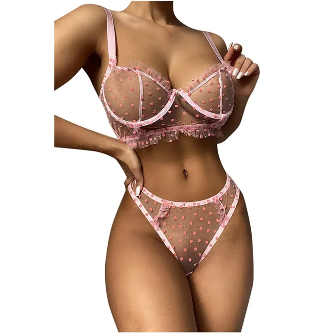 

Sexy Lace Lingerie Set for Women Valentine's Day Teddy Bra and Panty Sets