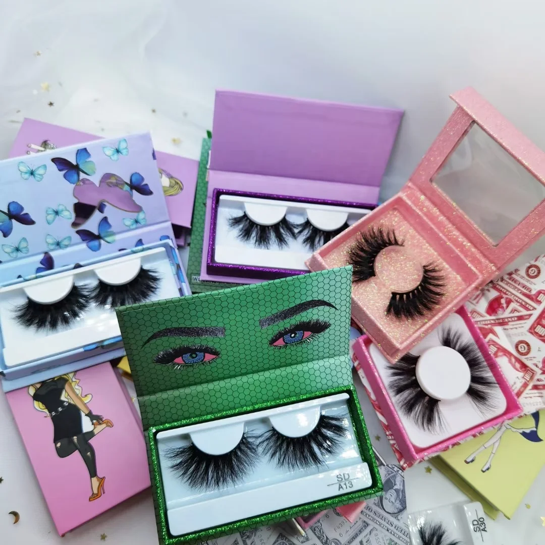 

New arrivals mink eyelash vendor fluffy 3d mink fur lashes unique 25mm eyelashes bulk wholesale eye lashes case, Natural black