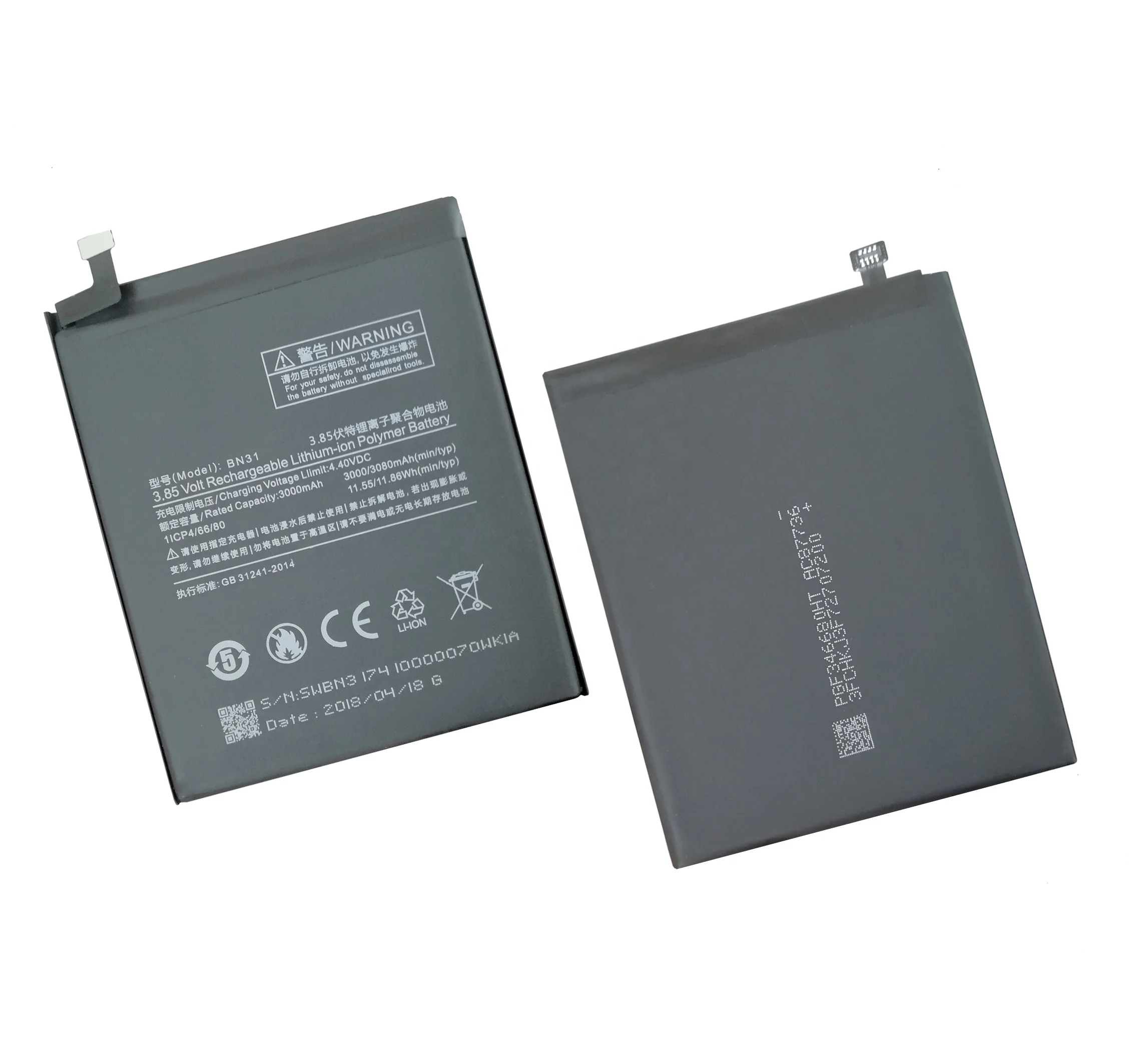

Original Phone Battery BN31 for Xiaomi Mi 5X Mi5X Redmi Note 5A / Pro Mi A1 Redmi Y1 Lite S2 3000mAh Batteries