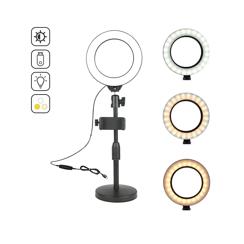 

3200-5500k LED 6 Inch Ring Light Stand, Black