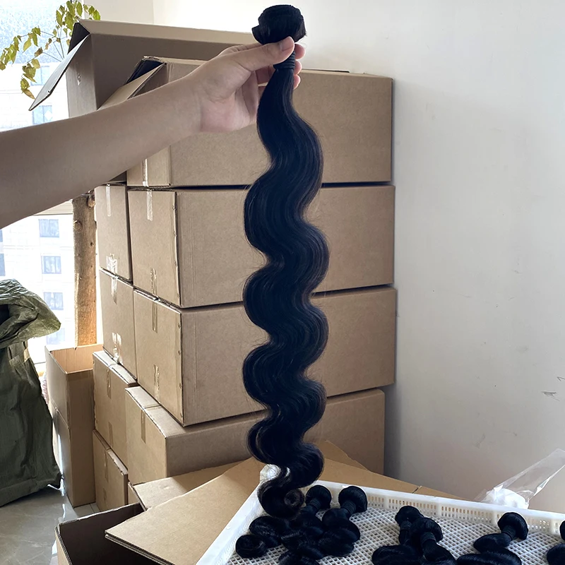 

LeShine Factory Price Human Hair Cuticle Aligned Body Wave Hair Weave Bundles